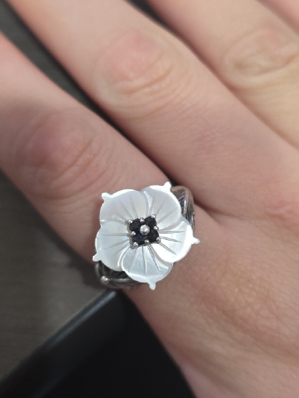 Sterling Silver White Flower Ring